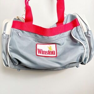 Vintage Winston Duffel Bag Travel Gym‎ Carry On Luggage Red Gray White